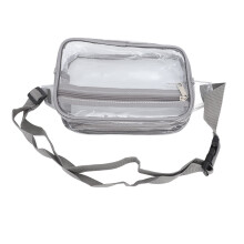 Wasserdichte transparente Umhängetasche 22,5x7,5x15 cm, großes Fassungsvermögen, verstellbarer Riemen, Grau