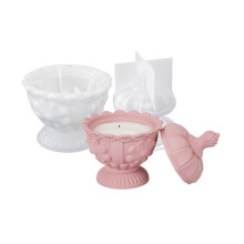 Candle Jar Silicone Mold with Lid Flower Jewelry Storage Box-A