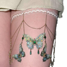 Butterfly Tassels Thigh Chain Lace Strap Leg Chain for-Green