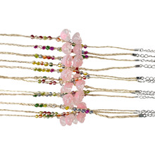 Modisches geflochtenes Blumenarmband, gesegnetes und-Rosa
