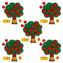 5 Sets Montessori Math Toy: Felt Apple Tree With Numbers For Counting
