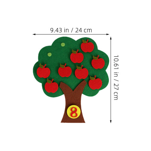 5 Sets Montessori Math Toy: Felt Apple Tree With Numbers For Counting 1