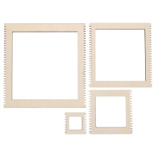 4Ud Kit Tejido De Madera Beige Para Niños Con Marco Cuadrado Creativo