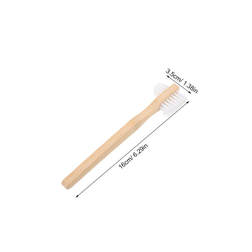 8Pcs Medium Hard Nylon Denture Brushes with Bamboo Grip for Daily Care 1