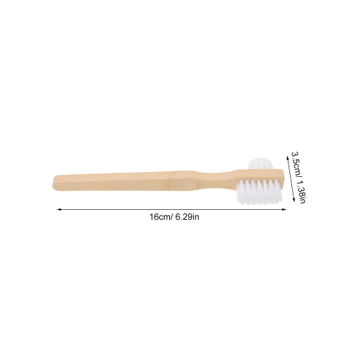 8Pcs Medium Hard Nylon Denture Brushes with Bamboo Grip for Daily Care 2