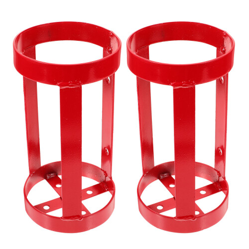 2Pcs Compact Red Iron Fire Extinguisher Holder Reinforced Wall Bracket
