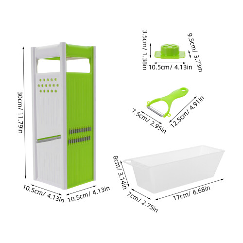 1Conjunto Ralador Vegetal Mandoline Verde ABS Multiuso 2