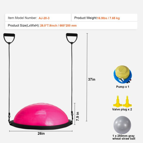 Halve exercise bal - DUOKU - AJ-20-3 - 26 inch - Capaciteit 680 kg - Roze 1
