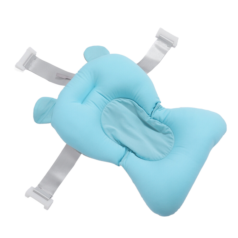 Soft Baby Bath Cushion Blue Bear Breathable Adjustable Support Mat