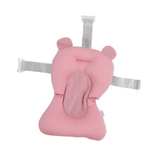 Newborn Baby Bathtub Floating Pillow - Pink Bear 3 Buckle Safety Straps