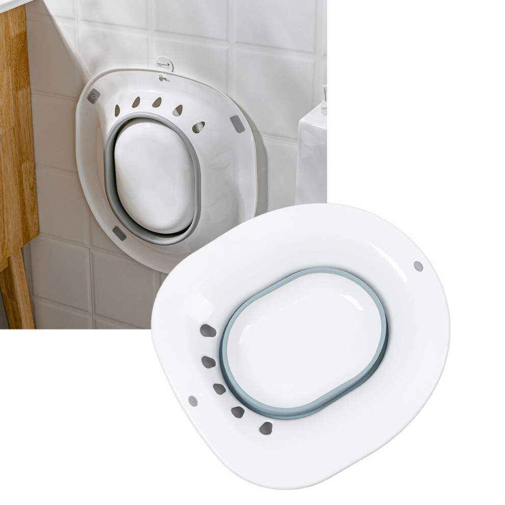 Folding Toilet Sitz Bath for Hemorrhoids, Grey, PP & TPR