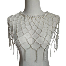 Grid Beaded Shoulder Wrap Pearl Shawl Necklaces Body Chain