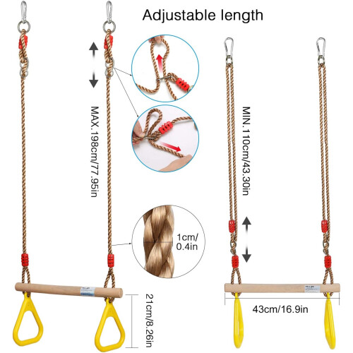 Αξεσουάρ Ninja Warrior Swing Bar, Trapeze Swing Bar με ρυθμιζόμενο μήκος, δοκιμασμένο για ασφάλεια 1