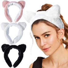 Elegant sammetsdesignad hårband med kattöron, 3 delar mjukt plyschmaterial för kvinnor och flickor, perfekt present till speciella tillfällen,