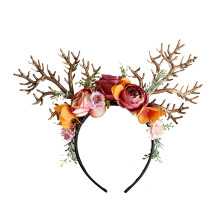 Boheme blomsterpandebånd, let og bærbart julehjortepandebånd, perfekt til fester og selfies, blomsterhårbøjle i høj kvalitet