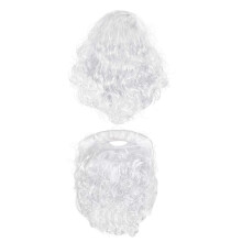 Set barba e parrucca per costume di Babbo Natale, barba e parrucca bianche realistiche, accessori di Babbo Natale, parrucca e barba per cosplay