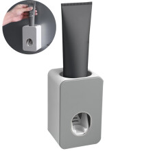 Distributeur automatique de dentifrice pour salle de bain, presse-dentifrice mural Ă technologie de pompe Ă vide pour enfants et adultes (gris)