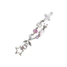 Porte-clés en perles de cœur en forme de croix, pendentif-Type A