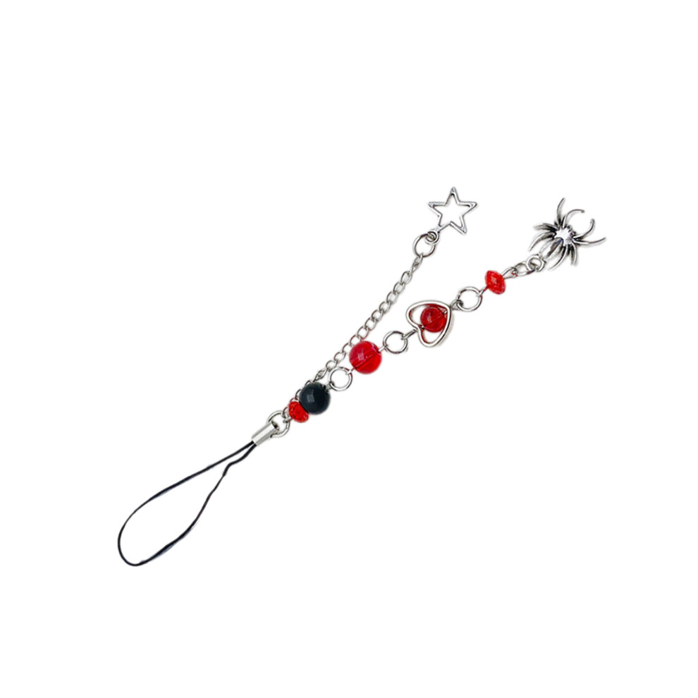 Gothic Keychain Halloween Spiderweb Beaded Phone- Section 1 Red 7732000819629