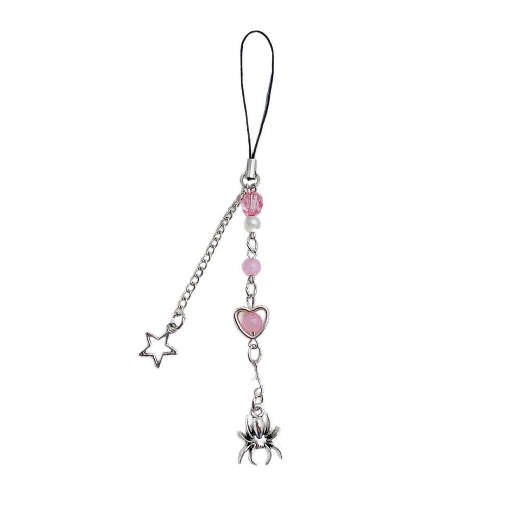 Handmade Beaded Phone Chain Halloween Spiderweb- Section 1 Pink 7732000819698