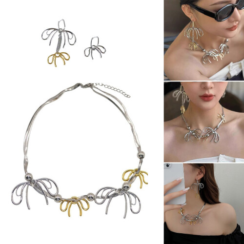 Collier/boucles d'oreilles élégants avec pendentif nœud-collier 2