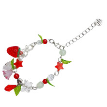Strawberry Flower Pendant Bracelet Elegant Pearls-style 1