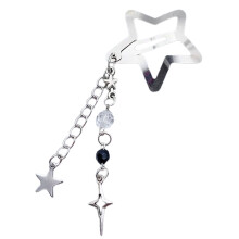 Star Hairpin Fringes Heart Beaded Hair Clip Metal Snap-Black