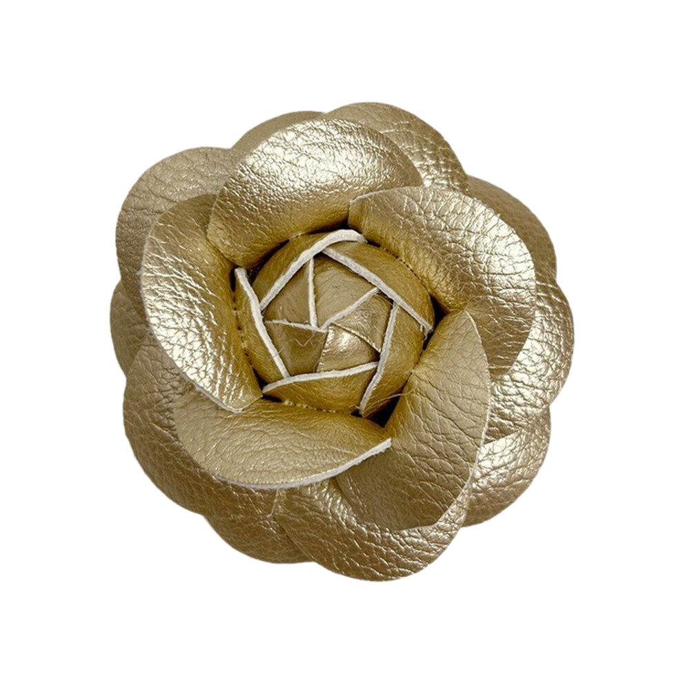 Gold Camellia Flower Badge Unique Flower Shaped Brooch Pin For