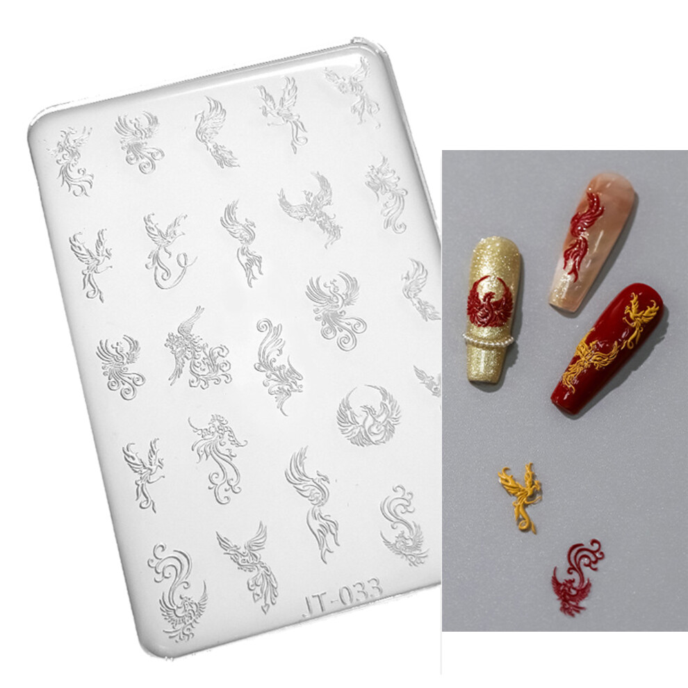 Crystal Nail Art Mold with Flower Butterfly Print Stencil-JT033