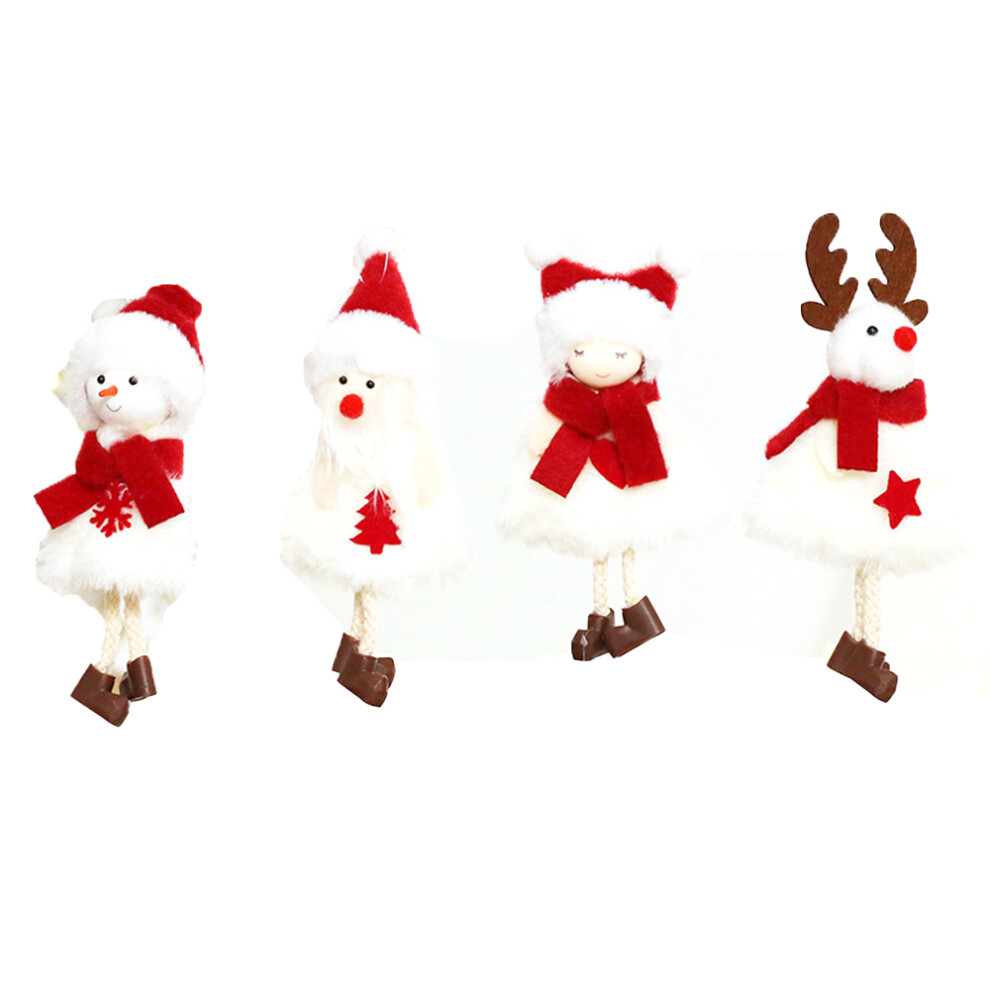 Unisex Christmas Santa Claus Figure, Realistic Beard High-Quality Fabric Standing Figure For Home Mantelpiece Decor (4Pcs)