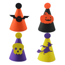Halloween-fest for barn, heksehatt, morsomt kostyme med modulære klikkpaneler for gresskar, flaggermus og hodeskalle-temaer, kreativt