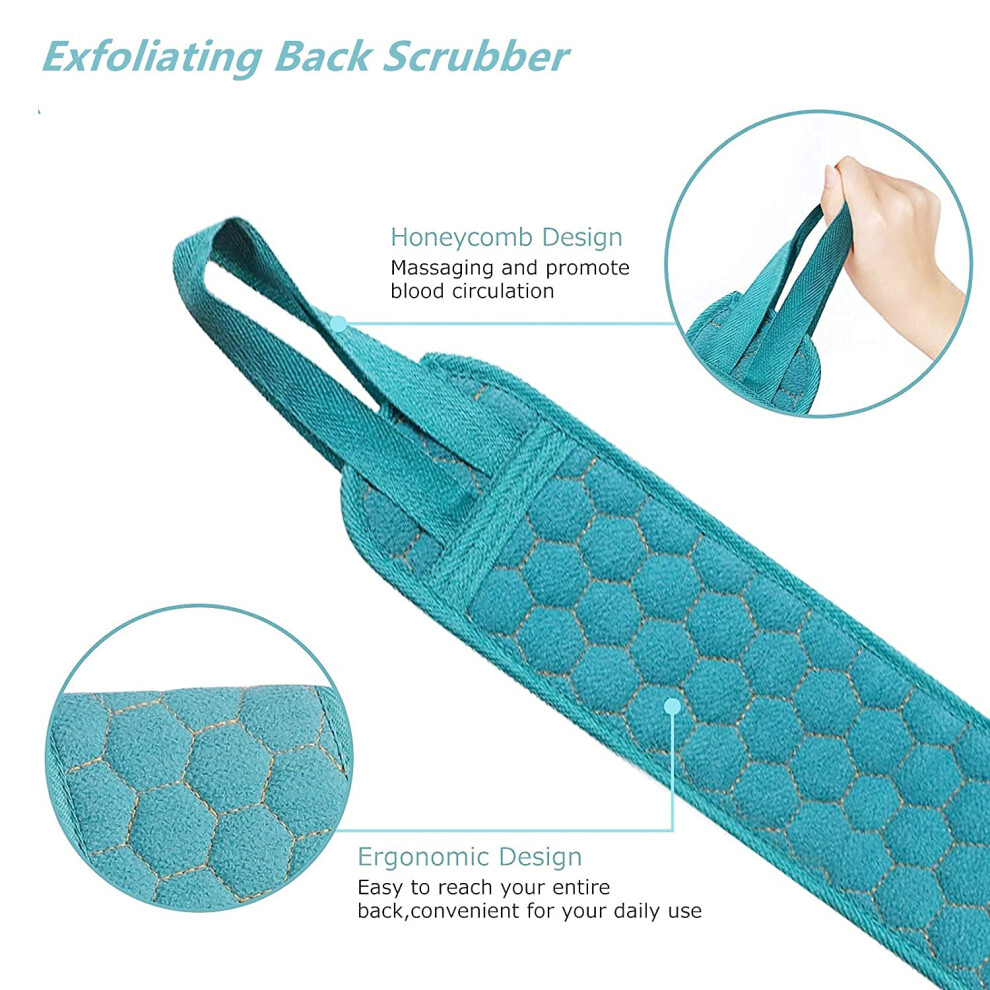 Luxurious Bathing Experience, Double-Sided Texture Back Scrubber Easy to Use with Handles, Coarse Honeycomb Texture Exfoliating Glove Set for Deep