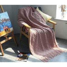 Bohemian Style Home Decor, Soft And Lightweight Fringe Trim Knitted Throw For Couch, Sofa Or Bed, Wool Material, Sun Resistant, Easy Care Machine
