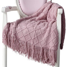 Sofa Throw, Home Decor Bed Blanket With Bohemian Style Fringe Trim, 125 X 230 Cm, Soft Knitted Design In Wool, Versatile Use For Indoor And Outdoor,