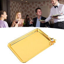 Alzatina rettangolare in lega color oro chiaro, stile europeo, con decoro floreale