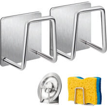 Soporte para esponjas de fregadero de cocina, acero inoxidable con adhesivo fuerte, soportes para esponjas resistentes al óxido y al agua de primera