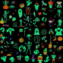 Läskiga Halloween-tatueringar, Barnvänliga motiv, Enkel applicering, Halloween-festtillbehör som lyser i mörkret