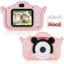 Draagbare multifunctionele digitale camera voor kinderen met draagkoord, 2,0 inch IPS-scherm, dubbele lens, selfiecamera voor kinderen van 3-12 jaar,