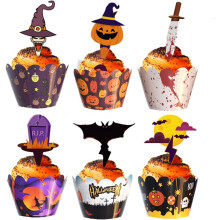 Decor festiv pentru brioșe de Halloween, articole esențiale pentru petreceri cu tematică înfiorătoare, articole de petrecere din carton