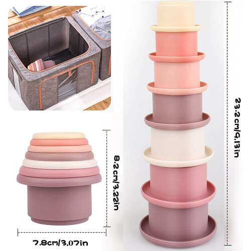 Montessori Stacking Cups, 7 Pieces Set for Early Educational Development, Colorful Stackable Nesting Cups for Motor Skills Improvement 1