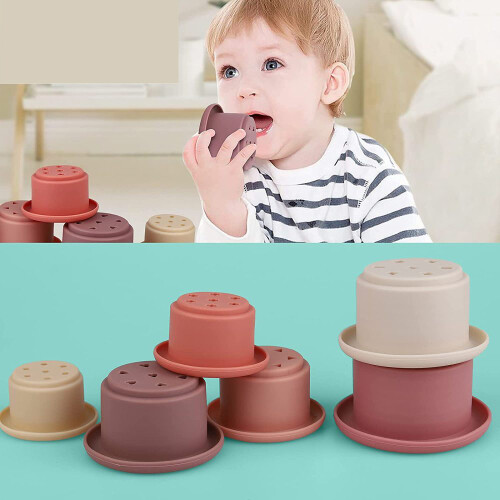 Montessori Stacking Cups, 7 Pieces Set for Early Educational Development, Colorful Stackable Nesting Cups for Motor Skills Improvement 2