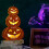 Ανθεκτικό μεταλλικό φανάρι Jack-O-Lantern, φωτιζόμενο LED για εξωτερικούς χώρους, με 4