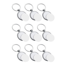 9 Pcs Sublimation Blank Keychain Round Heat Transfer Keychain Metal Board Key Rings Thick Sublimation Photo Keychain