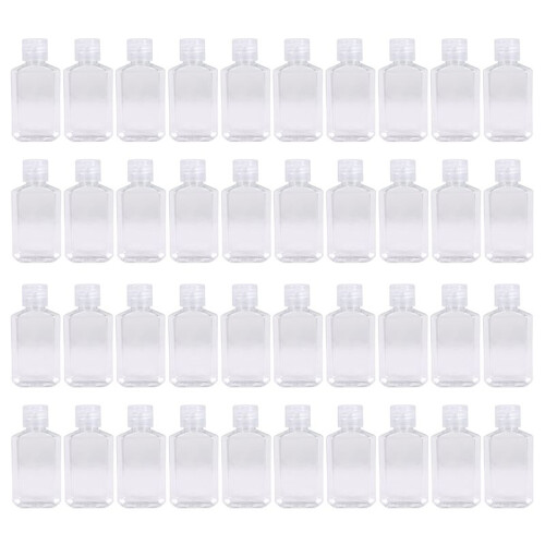40 PCS 2 Oz 60 Ml Clear Refillable Flip Top PET Plastic Travel Bottle Container