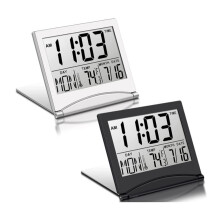 2 St Digital ReseväCkarklocka Vikbar LCD-Klocka med Kalendertemperatur Snooze-LäGe BäRbar Display Skrivbordsklocka