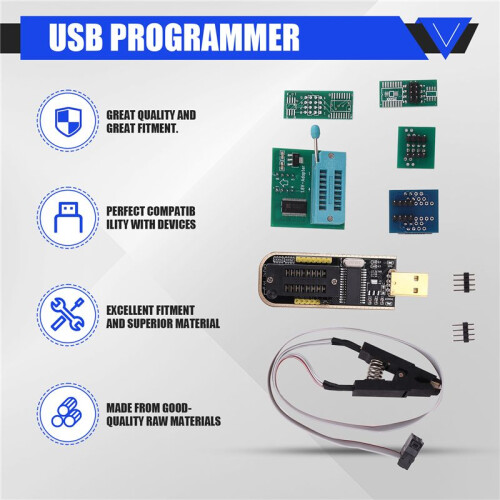 CH341A BIOS USB Programmierer SOP8 DIP8 1,8V Konvertierung Buchse 8-Pin Test Clip Set für  oder Hauptplatine 1