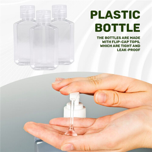40 PCS 2 Oz 60 Ml Clear Refillable Flip Top PET Plastic Travel Bottle Container 2