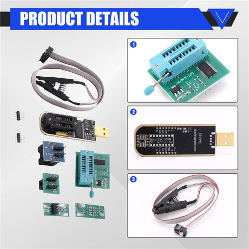 CH341A BIOS Programador USB SOP8 DIP8 1.8V Conversion Socket Juego de Clips de Prueba de 8 Pines para  o Placa Base 2
