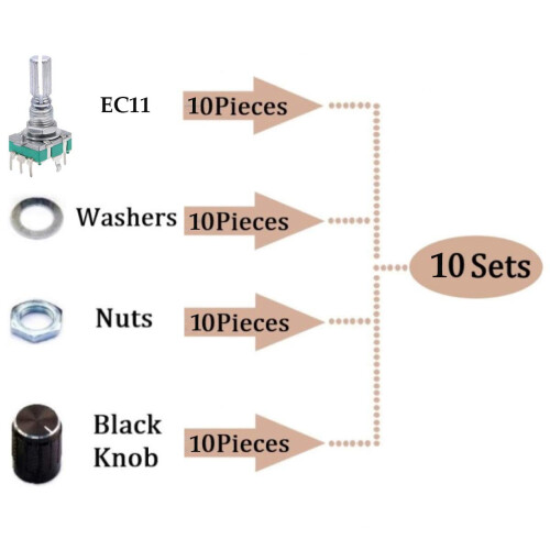 (7 Pin 20MM)10 STUKS 360 Graden EC11 Roterende Encoder Codeschakelaar Digitale Potentiometer met Caps 1