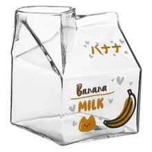 350ML Kawaii Square Milk Carton Glass Cup Heat Resistant Cute Strawberry Peach Breakfast Cup Pudding Cup Milk Bottles, C